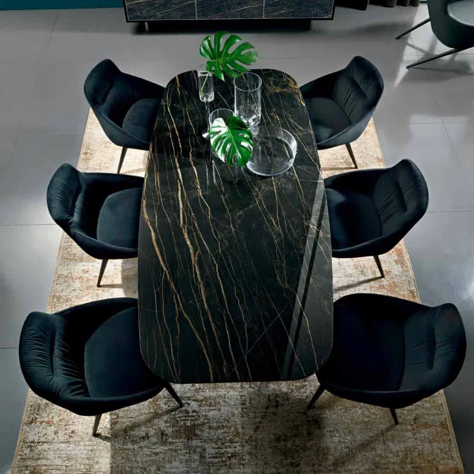 طاولة طعام مع سطح من الرخام الإيطالي الفاخر - سيتيميو Viadurini