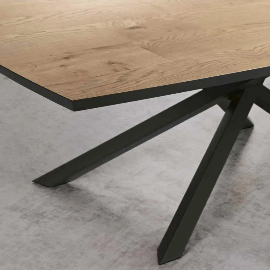 طاولة طعام بسطح من قشرة خشب البلوط، صنع في إيطاليا - أنتونينو Viadurini