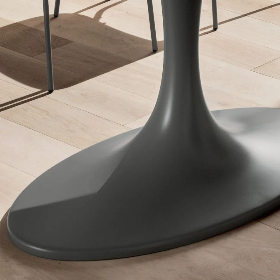 طاولة طعام عالية الجودة مع سطح زجاجي مطلي مصنوع في إيطاليا - برونتولو Viadurini