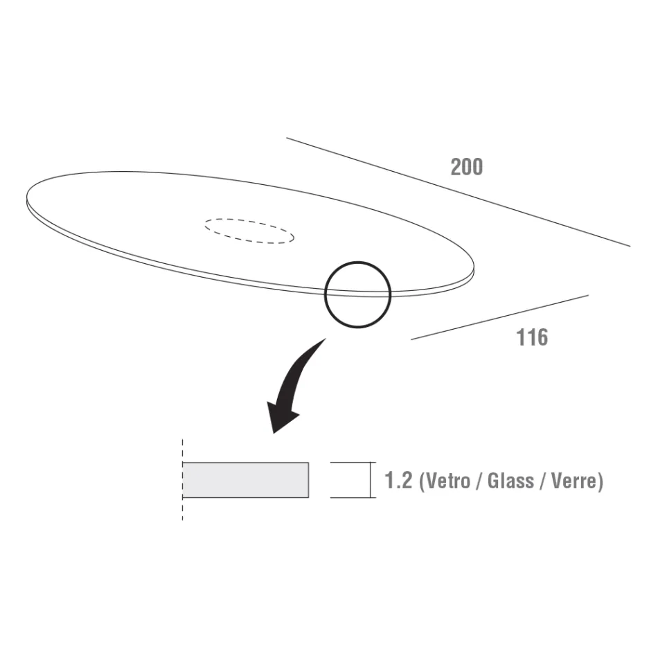 طاولة طعام عالية الجودة مع سطح زجاجي مطلي مصنوع في إيطاليا - برونتولو Viadurini