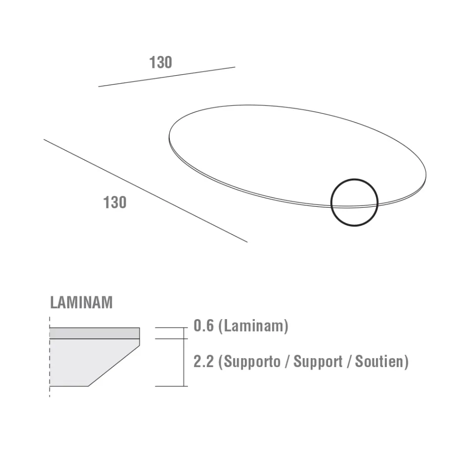 طاولة طعام بسطح دائري من اللامنيوم، صنع في إيطاليا - لينجوتو Viadurini