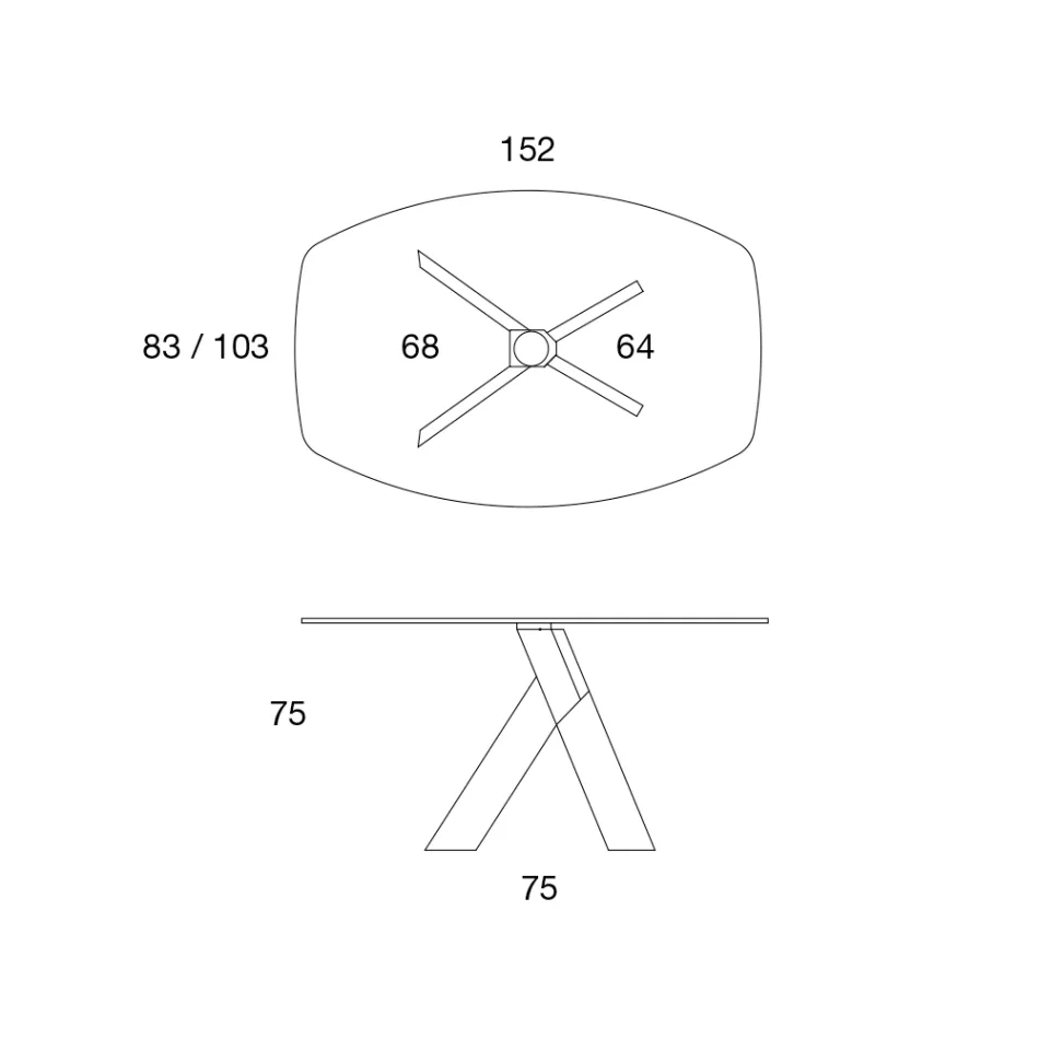 طاولة طعام لغرفة المعيشة بسطح زجاجي وأرجل خشبية - نباتية Viadurini