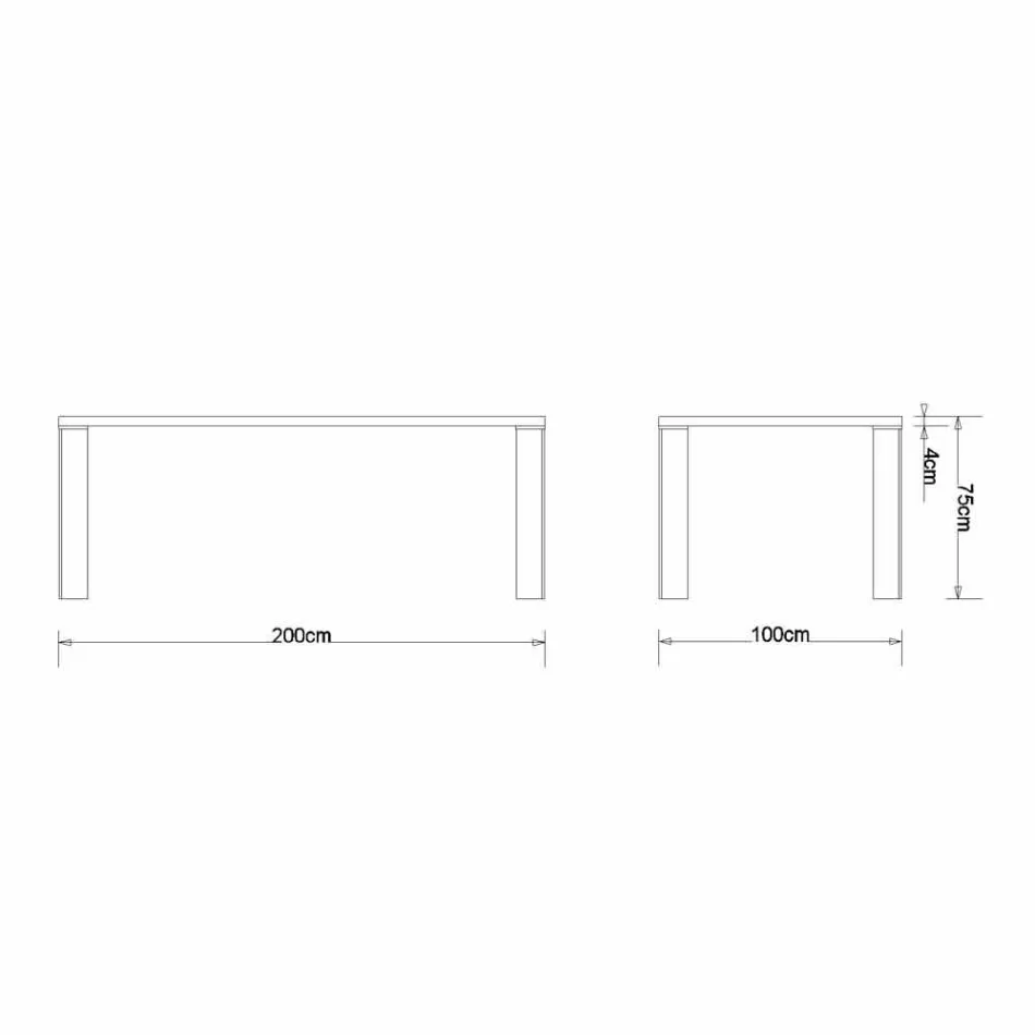 طاولة طعام بتصميم من خشب الجوز الطبيعي، طول 200 سم × عرض 100 سم، من إيفون Viadurini