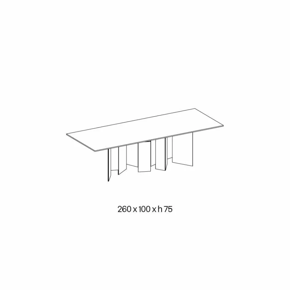 طاولة طعام بتصميم مميز بقاعدة من السيراميك والزجاج المدخن، صنع في إيطاليا - عشوائي Viadurini