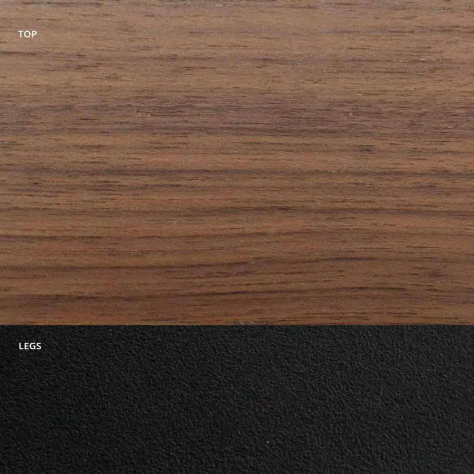 طاولة طعام مكسوة بقشرة خشبية وقاعدة فولاذية، صنع في إيطاليا - دالماتيان Viadurini