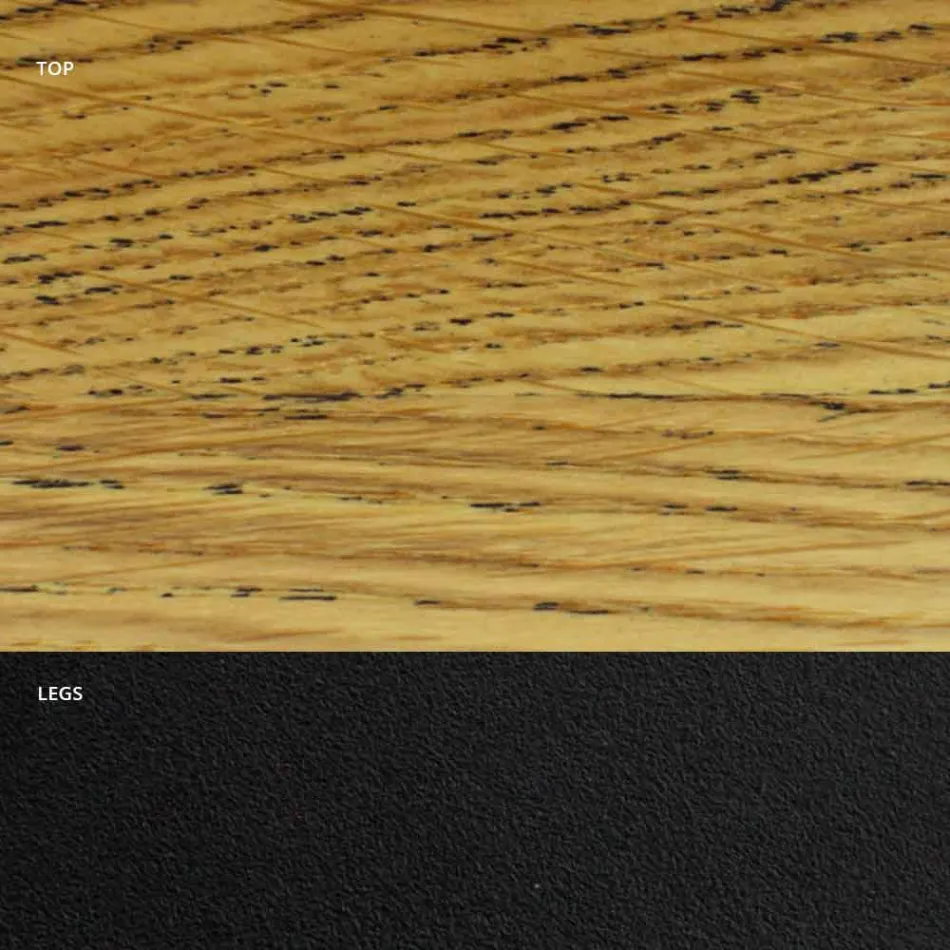 طاولة طعام مكسوة بقشرة خشبية وقاعدة فولاذية، صنع في إيطاليا - دالماتيان Viadurini