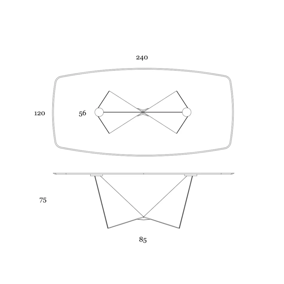 طاولة طعام مصنوعة من السيراميك بسمك 3 مم وقاعدة معدنية، مصنوعة في إيطاليا - بيوني Viadurini