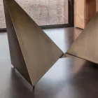 طاولة طعام مصنوعة من السيراميك بسمك 3 مم وقاعدة معدنية، مصنوعة في إيطاليا - بيوني Viadurini