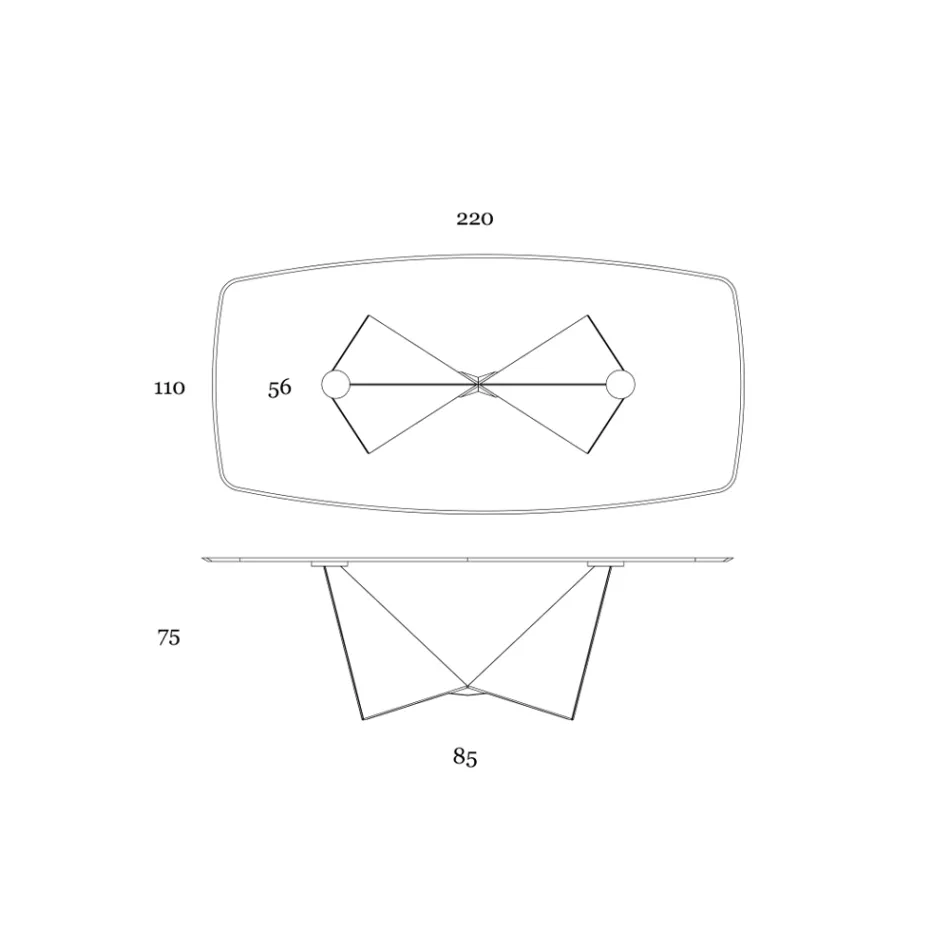 طاولة طعام مصنوعة من السيراميك بسمك 3 مم وقاعدة معدنية، مصنوعة في إيطاليا - بيوني Viadurini