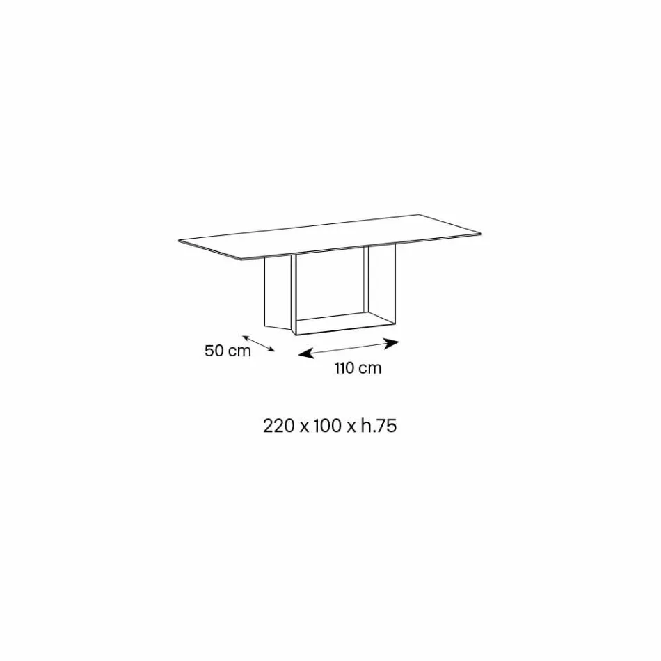 طاولة طعام إمبيرادور من السيراميك والمعدن البرونزي، صنع في إيطاليا - بني غامق Viadurini