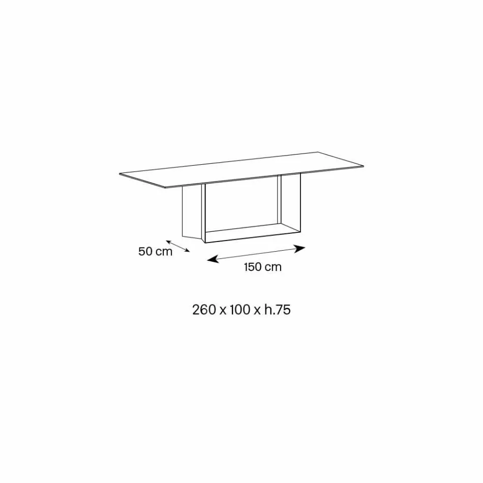 طاولة طعام إمبيرادور من السيراميك والمعدن البرونزي، صنع في إيطاليا - بني غامق Viadurini