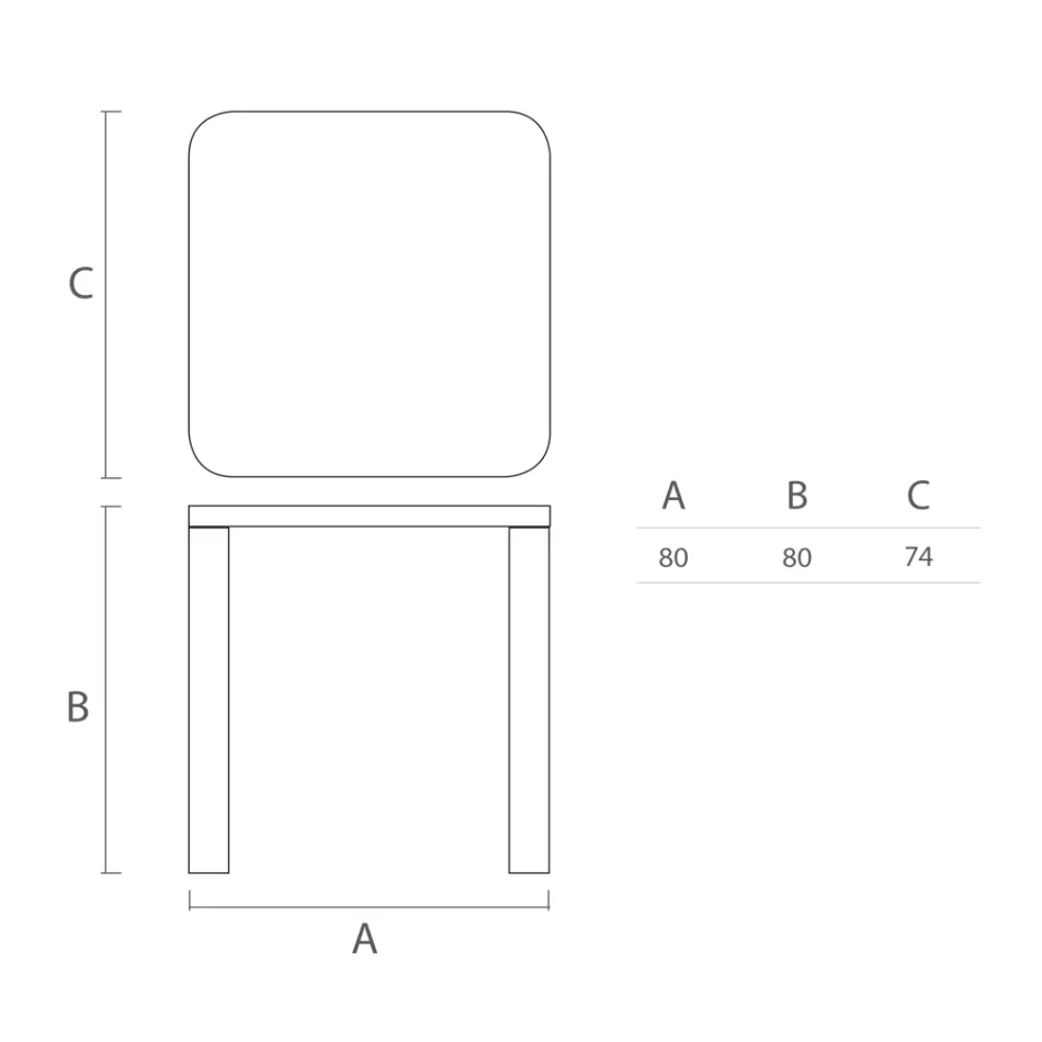 طاولة طعام HPL بأرجل من البولي إيثيلين، صنع في إيطاليا - جلين Viadurini