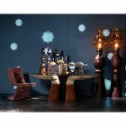 طاولة طعام خشبية ذات سطح زجاجي، صنع في إيطاليا، بارتولو Viadurini