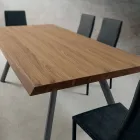طاولة طعام من الخشب والألمنيوم، صنع في إيطاليا، ثمينة - لينجوتو Viadurini