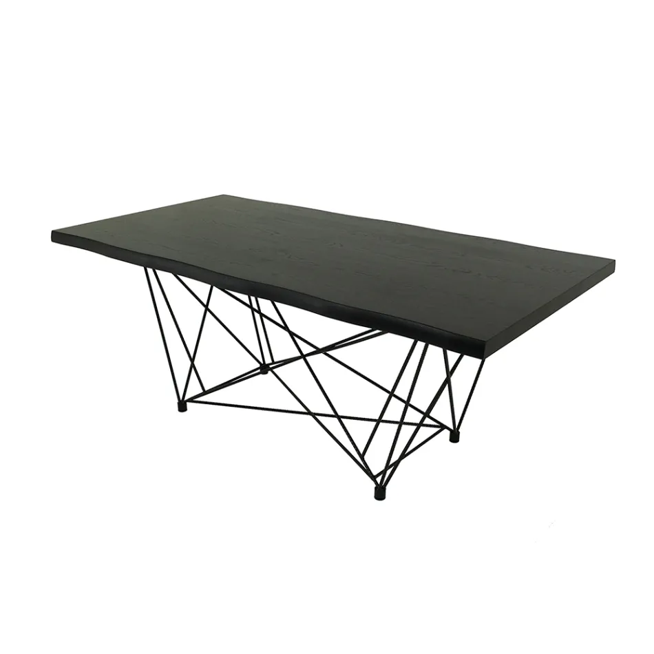 طاولة طعام من الخشب المقشر والفولاذ، صنع في إيطاليا - إيزيلينو Viadurini