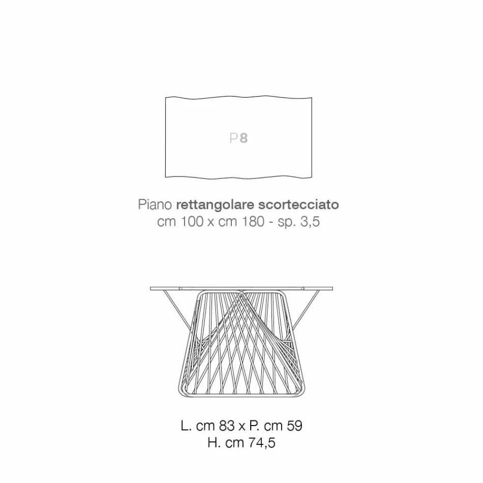 طاولة طعام من الخشب الصلب الحديث مصنوعة في إيطاليا، ميتيا Viadurini