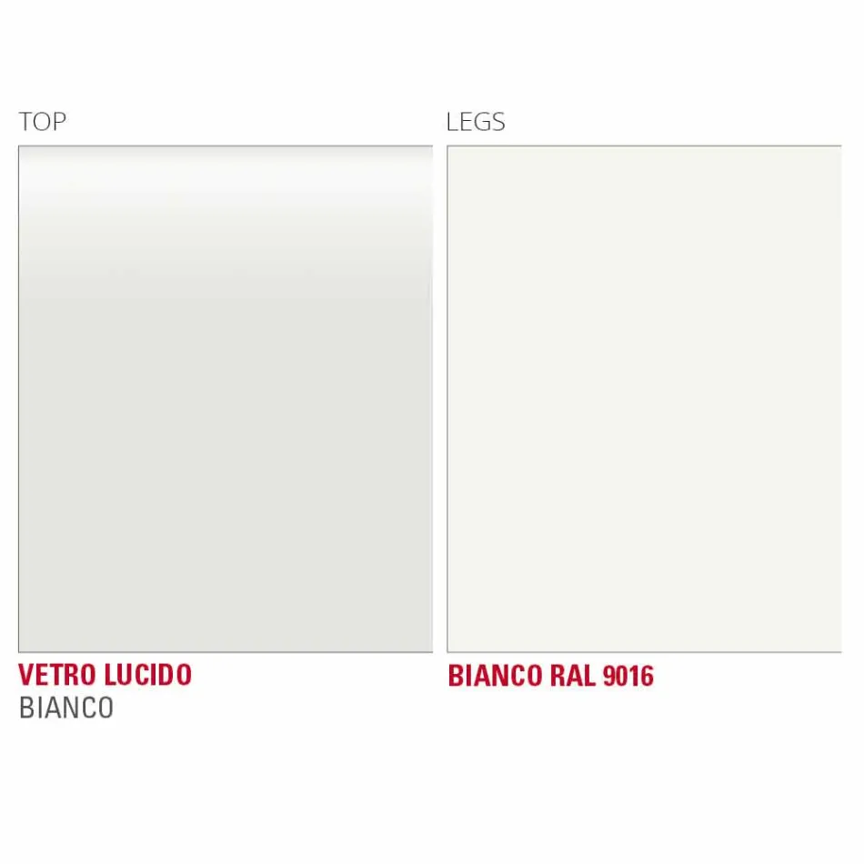 طاولة طعام من الزجاج الأبيض والمعدن المطلي، صنع في إيطاليا - بروش Viadurini