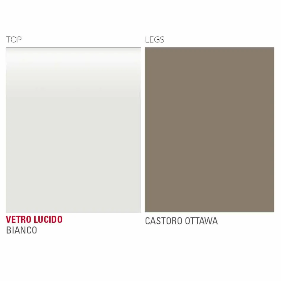 طاولة طعام من الزجاج الأبيض والمعدن المطلي، صنع في إيطاليا - بروش Viadurini