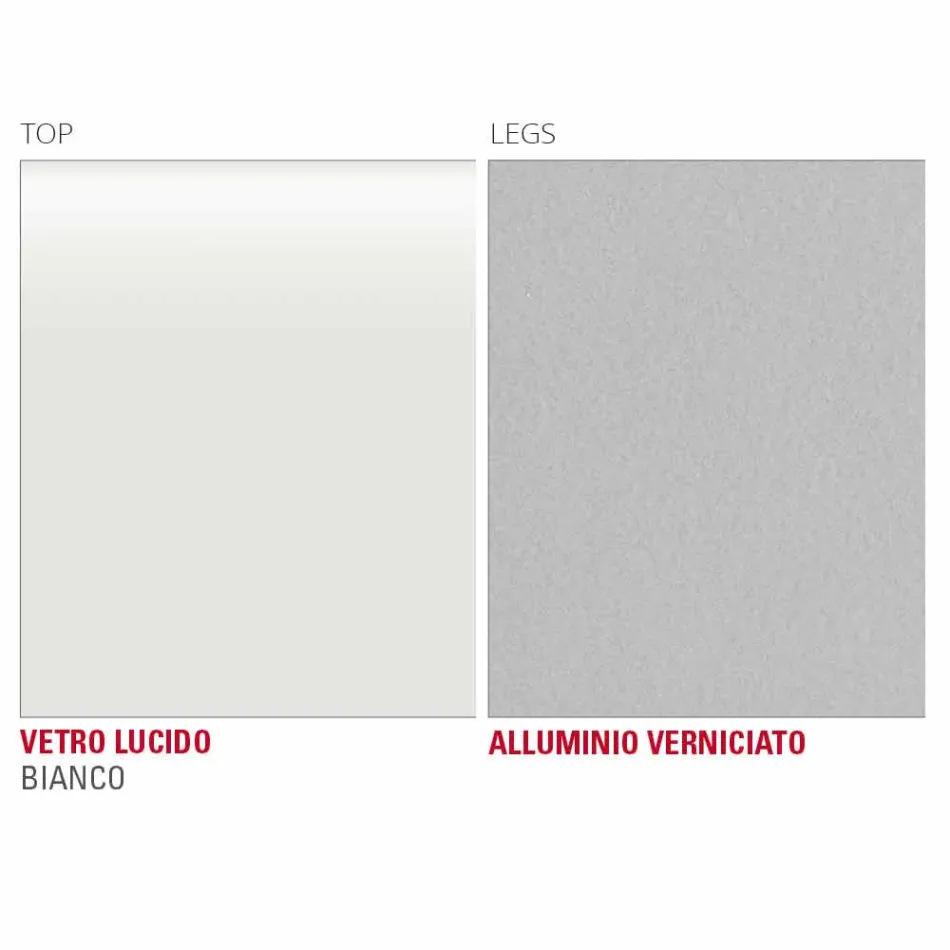 طاولة طعام من الزجاج الأبيض والمعدن المطلي، صنع في إيطاليا - بروش Viadurini