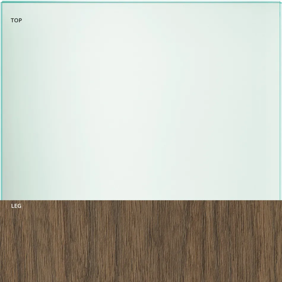 طاولة طعام من الزجاج وأرجل من خشب البلوط أو الجوز كاناليتو - أشيو Viadurini