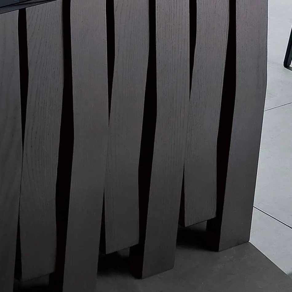 طاولة طعام من الزجاج والخشب الصلب مصنوعة في إيطاليا، إيجيستو Viadurini