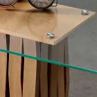 طاولة طعام من الزجاج والخشب الصلب مصنوعة في إيطاليا، إيجيستو Viadurini