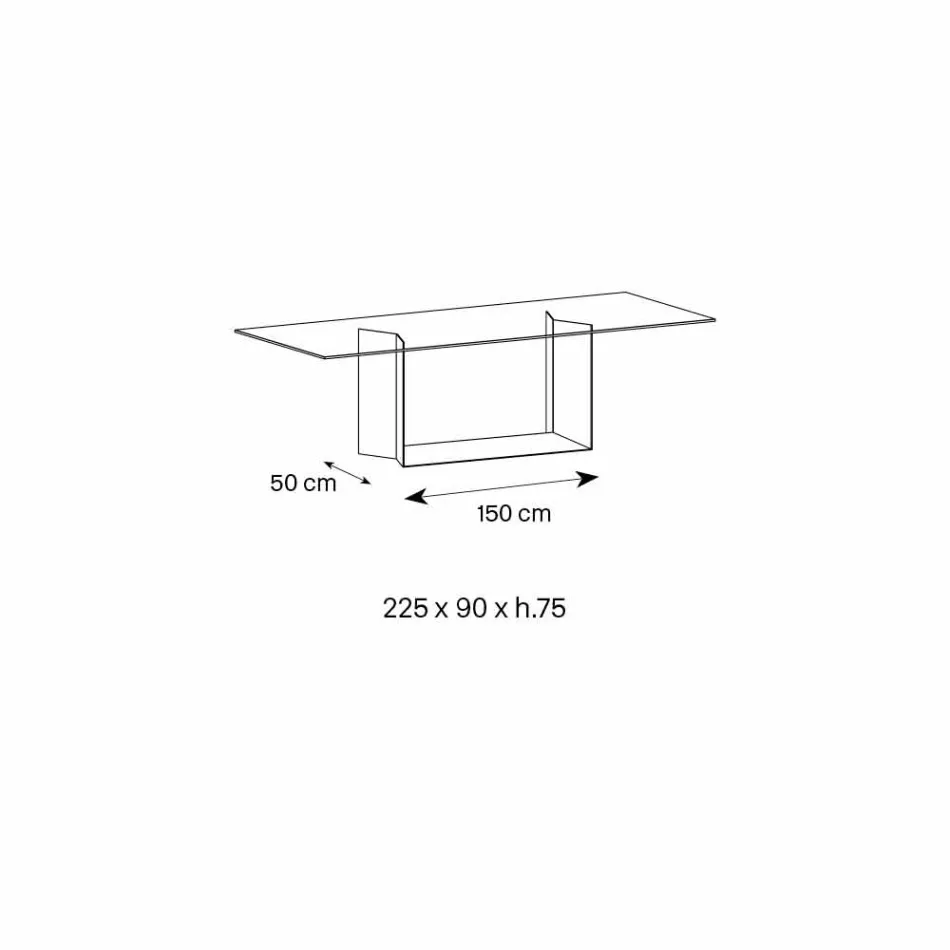 طاولة طعام مصنوعة من الزجاج المدخن أو الشفاف للغاية والمعدن، صنعت في إيطاليا - مورو Viadurini