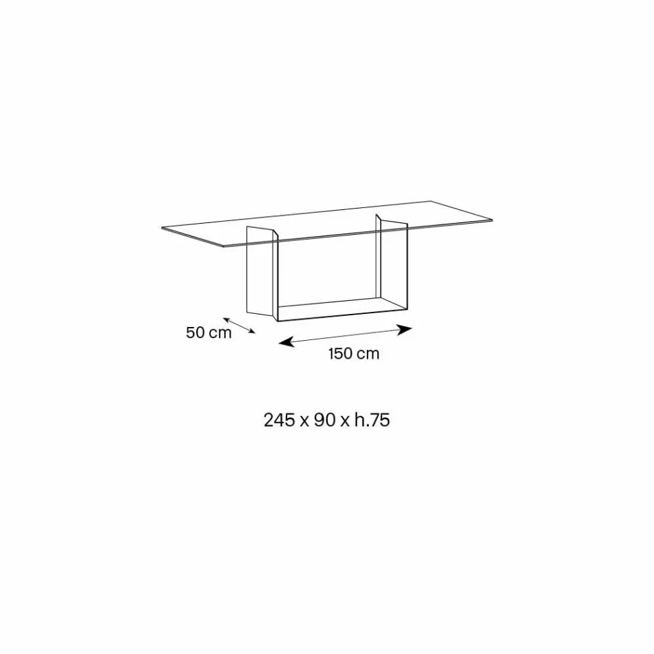 طاولة طعام مصنوعة من الزجاج المدخن أو الشفاف للغاية والمعدن، صنعت في إيطاليا - مورو Viadurini