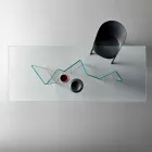 طاولة طعام عصرية مصنوعة من زجاج شفاف للغاية أو مدخن، صنعت في إيطاليا - عشوائي Viadurini