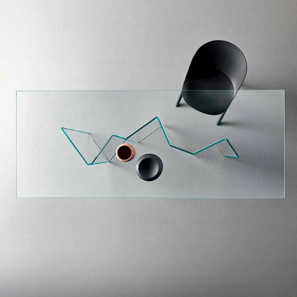 طاولة طعام عصرية مصنوعة من زجاج شفاف للغاية أو مدخن، صنعت في إيطاليا - عشوائي Viadurini