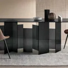 طاولة طعام عصرية مصنوعة من زجاج شفاف للغاية أو مدخن، صنعت في إيطاليا - عشوائي Viadurini