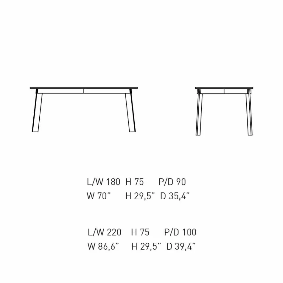 طاولة طعام عصرية بسطح خشبي وقاعدة فولاذية، صنع في إيطاليا - أرونتي Viadurini