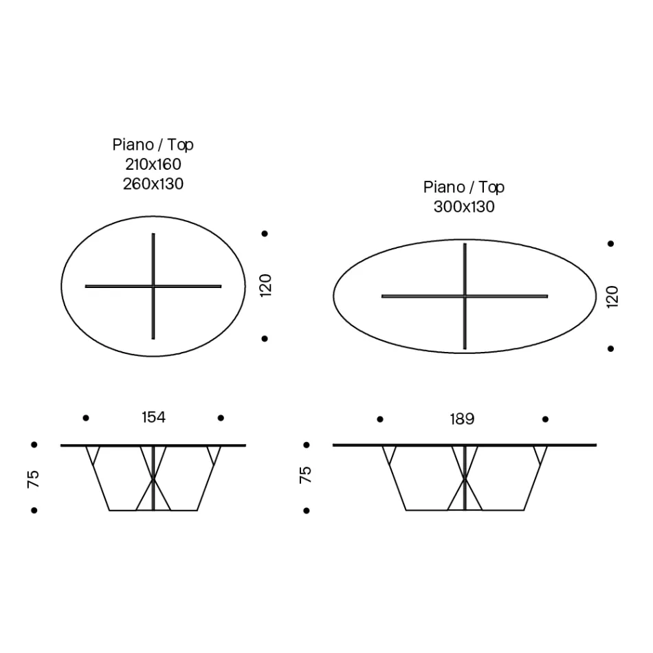 طاولة طعام بيضاوية بسطح وقاعدة زجاجية، صنع في إيطاليا - تيسيو Viadurini