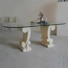 Traditional oval dining table and classic Aracne design crystal Viadurini