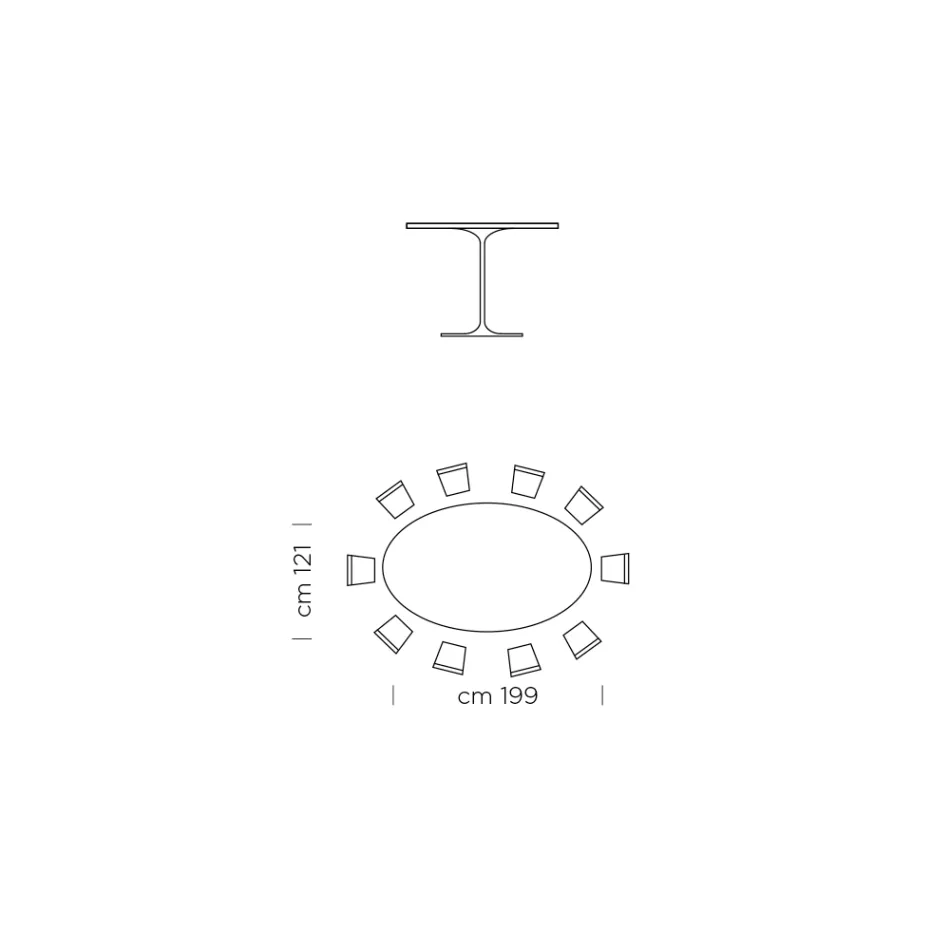 طاولة طعام بيضاوية من اللامينيت والألمنيوم، صنعت في إيطاليا، ثمينة - دولارات Viadurini