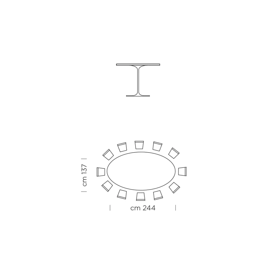 طاولة طعام بيضاوية من اللامينيت والألمنيوم، صنعت في إيطاليا، ثمينة - دولارات Viadurini
