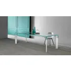 طاولة طعام بسطح زجاجي وقاعدة من الخشب الصلب، صنع في إيطاليا - بريسينو Viadurini