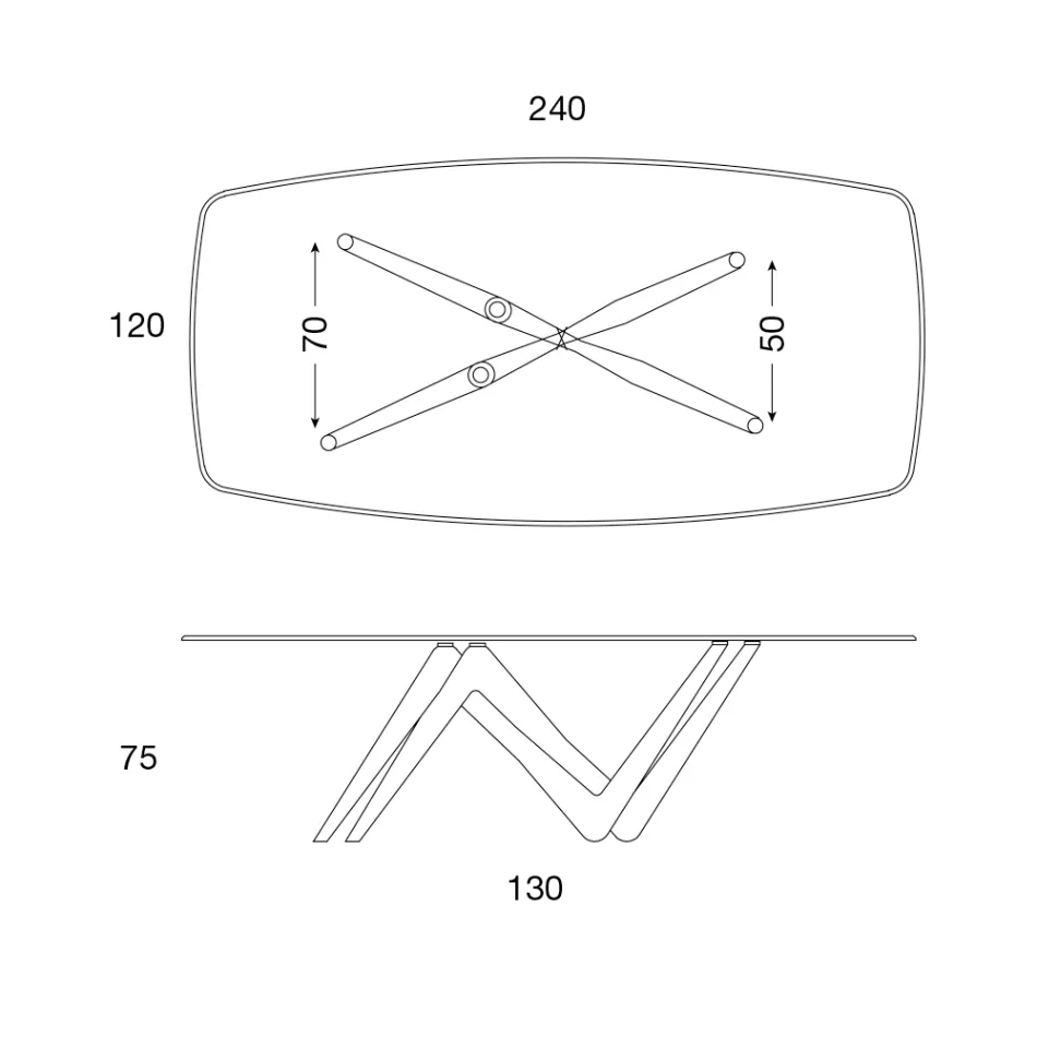 طاولة طعام بسطح زجاجي وأرجل من البولي يوريثان، مقاسين - ستالتو Viadurini