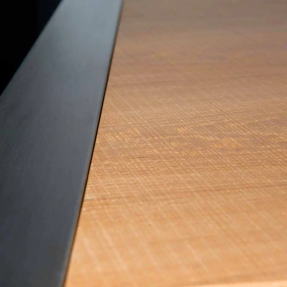 طاولة طعام مستطيلة مصنوعة من خشب البلوط وفولاذ فرودو Viadurini