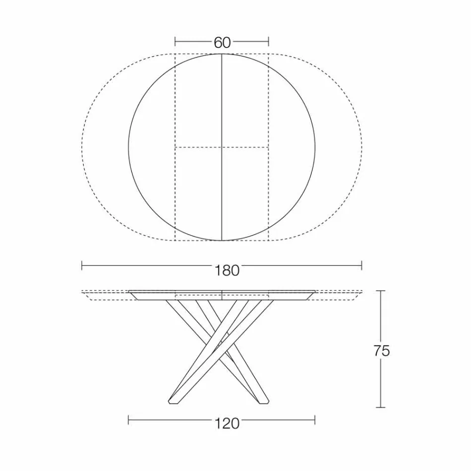 طاولة طعام دائرية قابلة للتمديد مع سطح خشبي، صنع في إيطاليا - كرودينو Viadurini