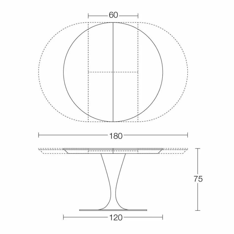 طاولة طعام مستديرة قابلة للتمديد من سيراميك لامينام، صنع في إيطاليا - لوبيتو Viadurini