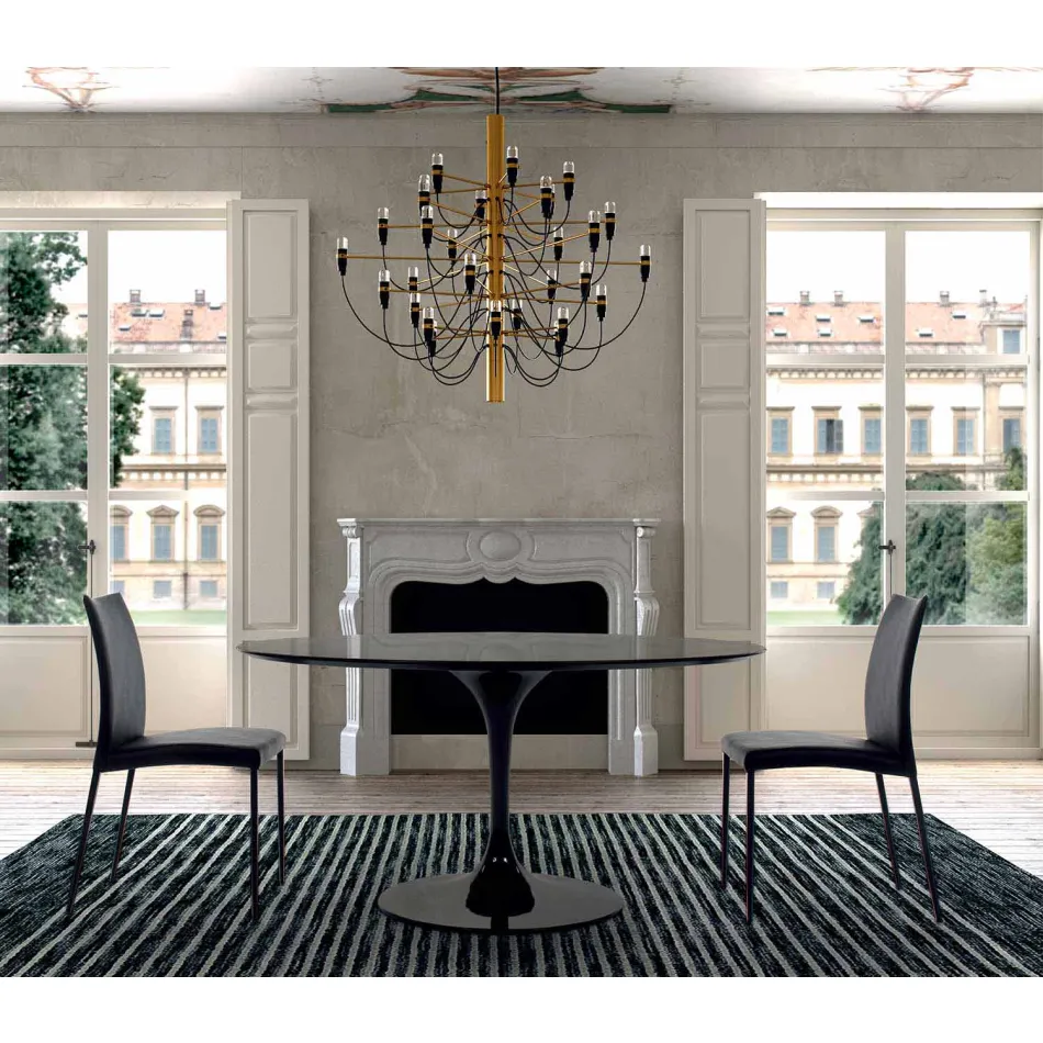 طاولة طعام مستديرة بسطح من اللامينيت، صنع في إيطاليا - دولارات Viadurini