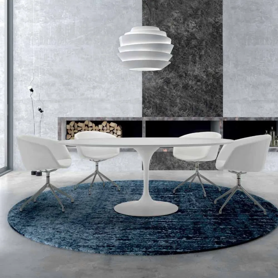 طاولة طعام مستديرة بسطح من اللامينيت، صنع في إيطاليا - دولارات Viadurini