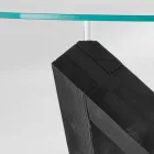 طاولة طعام خشبية مستديرة مع سطح زجاجي باو، تصميم عصري Viadurini