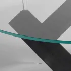 طاولة طعام خشبية مستديرة مع سطح زجاجي باو، تصميم عصري Viadurini