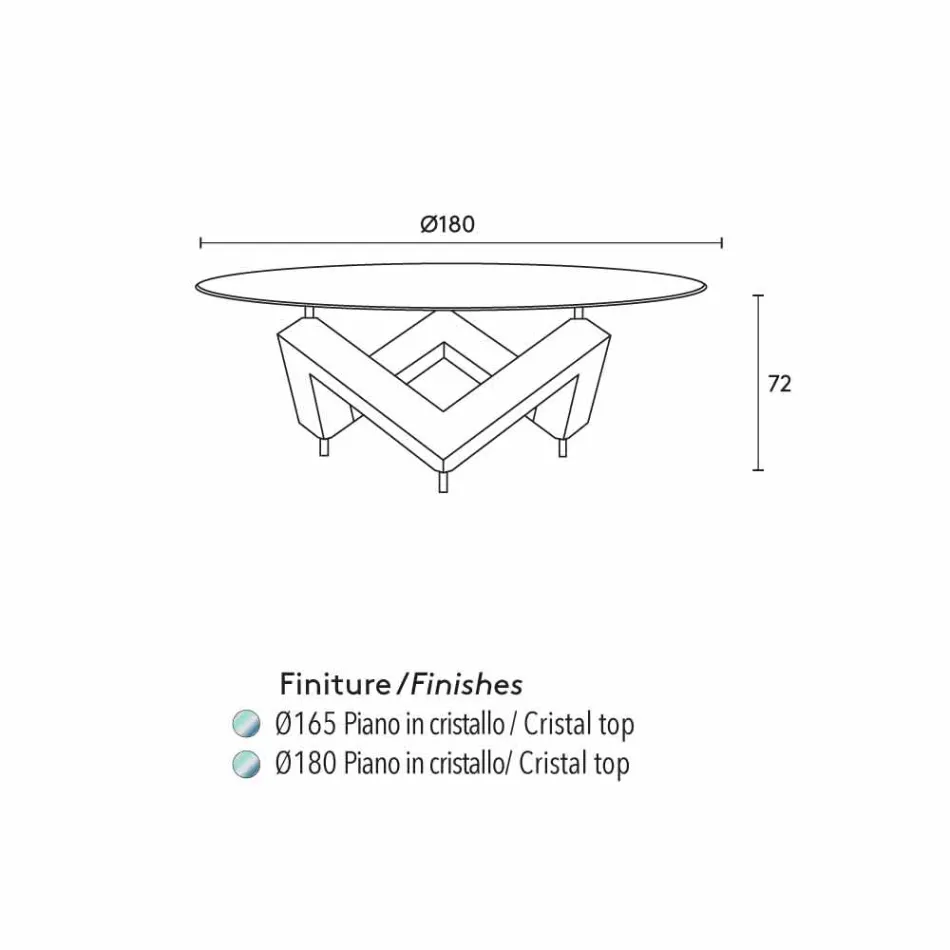 طاولة طعام خشبية مستديرة مع سطح زجاجي باو، تصميم عصري Viadurini