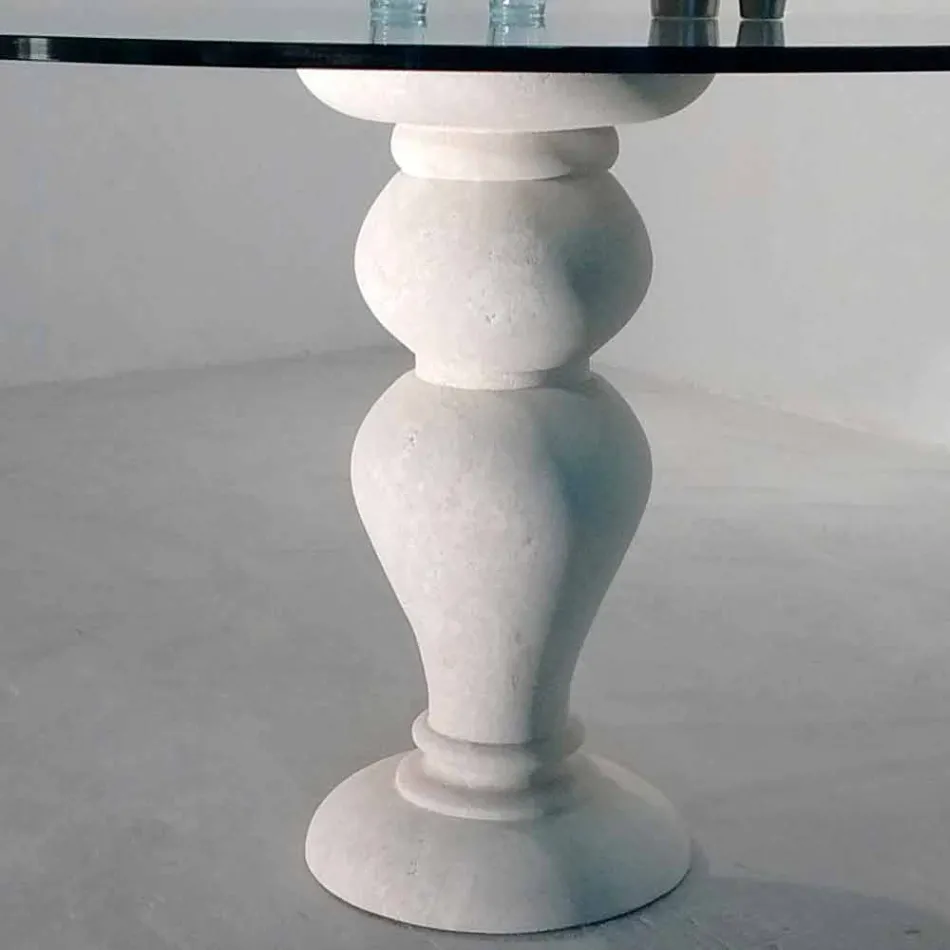 Round dining table in stone and crystal Oedipus, classic design Viadurini