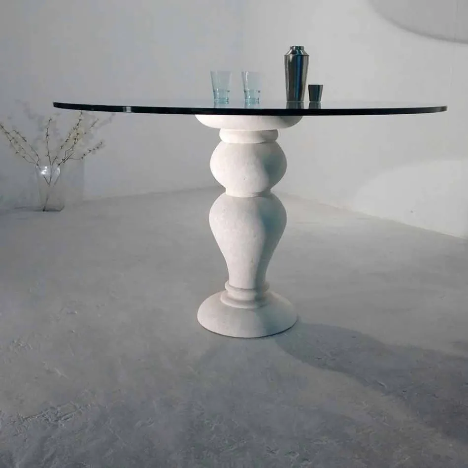 Round dining table in stone and crystal Oedipus, classic design Viadurini