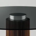 طاولة طعام مستديرة من الزجاج المدخن بقاعدة خشبية، صنعت في إيطاليا - روندو Viadurini