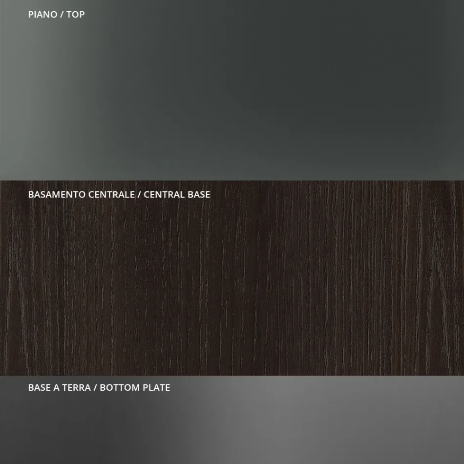 طاولة طعام مستديرة من الزجاج المدخن بقاعدة خشبية، صنعت في إيطاليا - روندو Viadurini